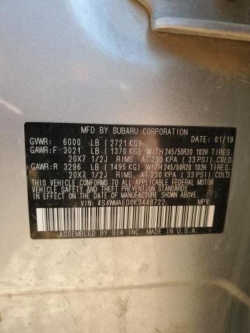 2019 SUBARU ASCENT PRE - 4S4WMAED0K3448722