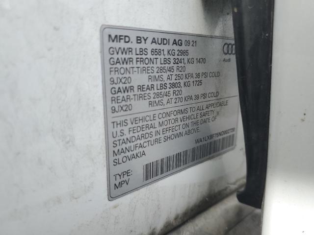 2022 AUDI Q7 PREMIUM WA1LXBF75ND002720