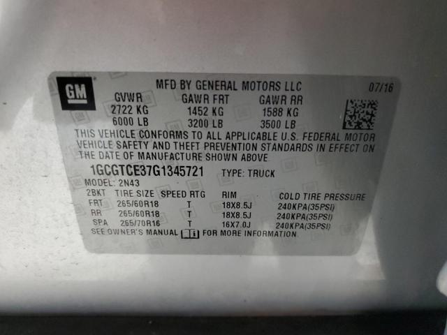 2016 CHEVROLET COLORADO L - 1GCGTCE37G1345721