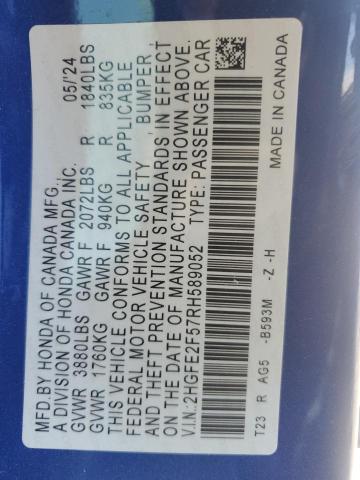 2024 HONDA CIVIC SPOR - 2HGFE2F57RH589052