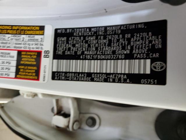 2019 TOYOTA AVALON XLE 4T1BZ1FB0KU032760
