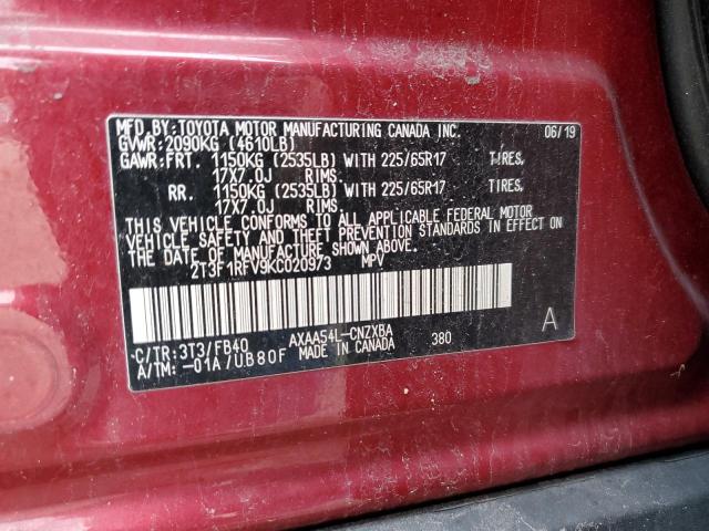 2019 TOYOTA RAV4 LE - 2T3F1RFV9KC020973