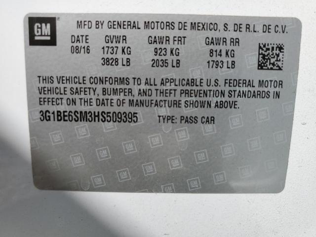 2017 CHEVROLET CRUZE LT - 3G1BE6SM3HS509395