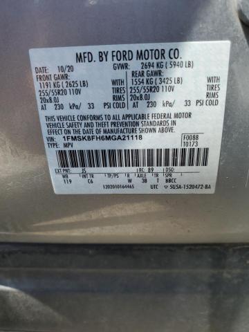 2021 FORD EXPLORER L - 1FMSK8FH6MGA21118
