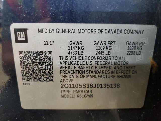 2018 CHEVROLET IMPALA LT - 2G1105S36J9135136