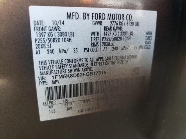 2015 FORD EXPLORER X 1FM5K8D82FGB17315