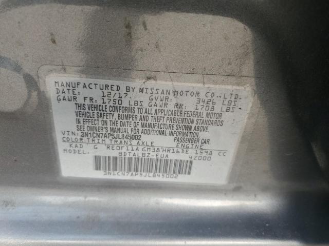 2018 NISSAN VERSA S 3N1CN7AP5JL845002