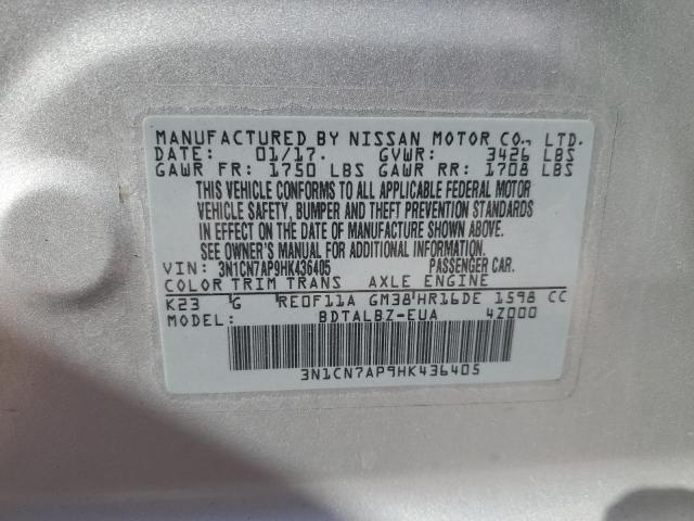 2017 NISSAN VERSA S - 3N1CN7AP9HK436405