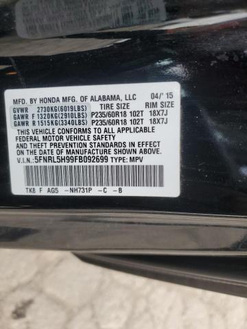 2015 HONDA ODYSSEY TO 5FNRL5H99FB092699