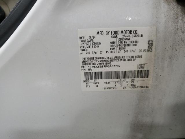 2015 FORD EXPLORER - 1FM5K8B87FGA87702
