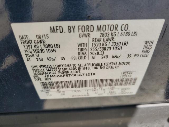 2016 FORD EXPLORER L - 1FM5K8F87GGA71219