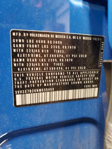 2022 VOLKSWAGEN TAOS SEL 3VV2X7B20NM035459
