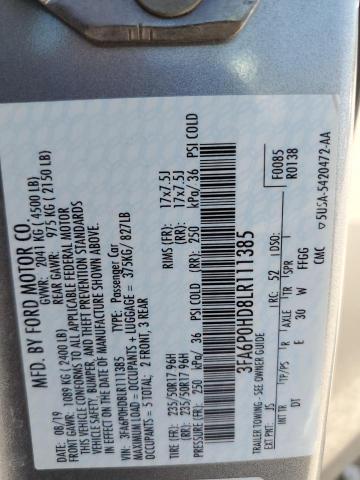2020 FORD FUSION SE - 3FA6P0HD8LR111385