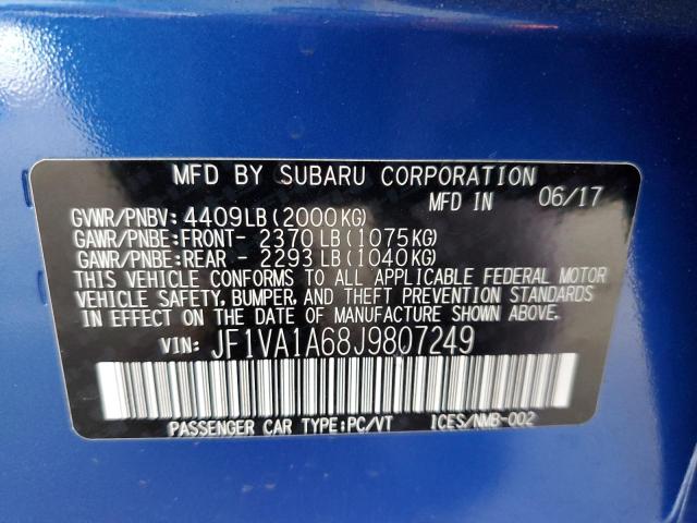 2018 SUBARU WRX JF1VA1A68J9807249