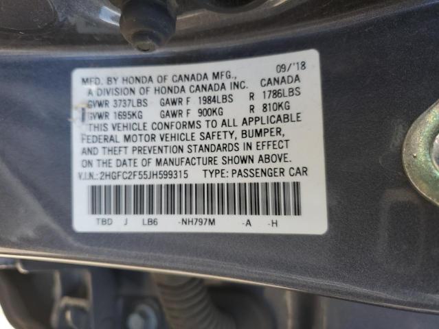 2018 HONDA CIVIC LX - 2HGFC2F55JH599315