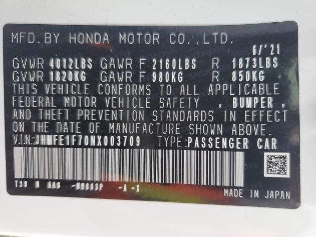 2022 HONDA CIVIC EX - JHMFE1F70NX003709