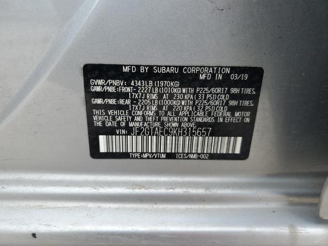 2019 SUBARU CROSSTREK - JF2GTAEC9KH315657