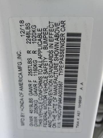 2019 HONDA ACCORD TOU - 1HGCV3F94KA003567