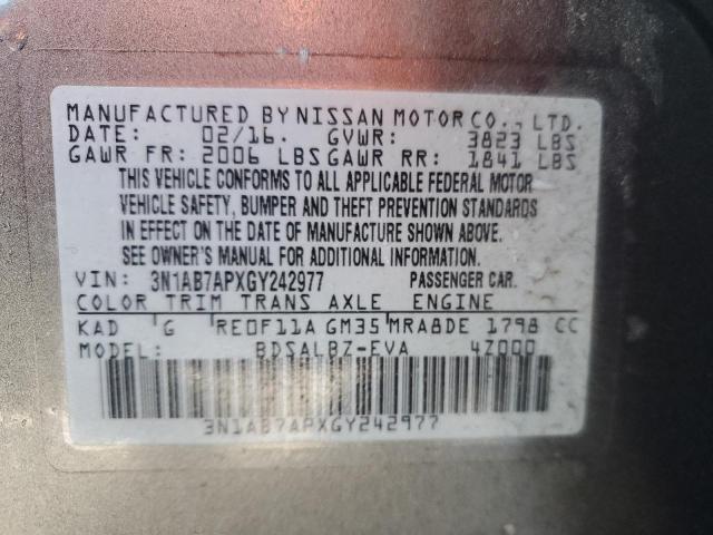 2016 NISSAN SENTRA S - 3N1AB7APXGY242977
