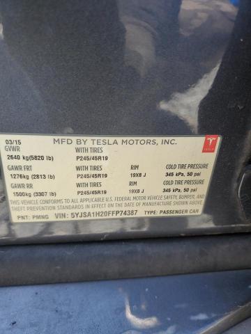 2015 TESLA MODEL S 85 5YJSA1H20FFP74387