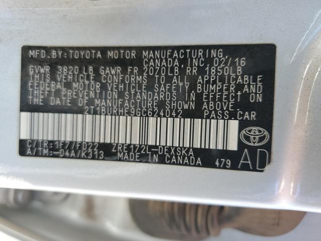 2016 TOYOTA COROLLA L - 2T1BURHE9GC624042