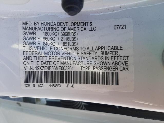 2022 HONDA INSIGHT EX 19XZE4F56NE003261