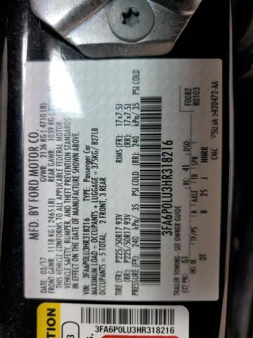 2017 FORD FUSION SE - 3FA6P0LU3HR318216
