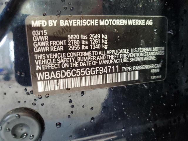 2016 BMW 650 XI GRA WBA6D6C55GGF94711