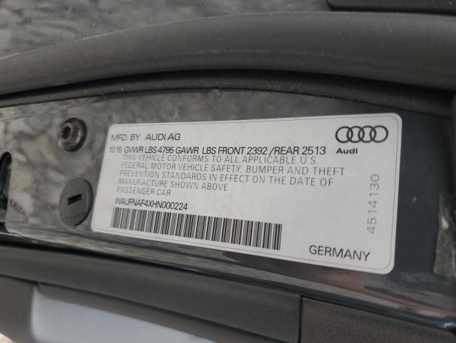 2017 AUDI A4 PRESTIG WAUFNAF4XHN000224