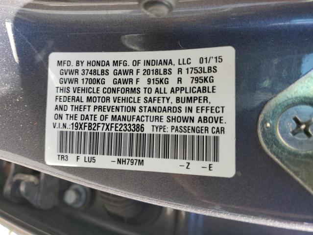 2015 HONDA CIVIC SE 19XFB2F7XFE233386