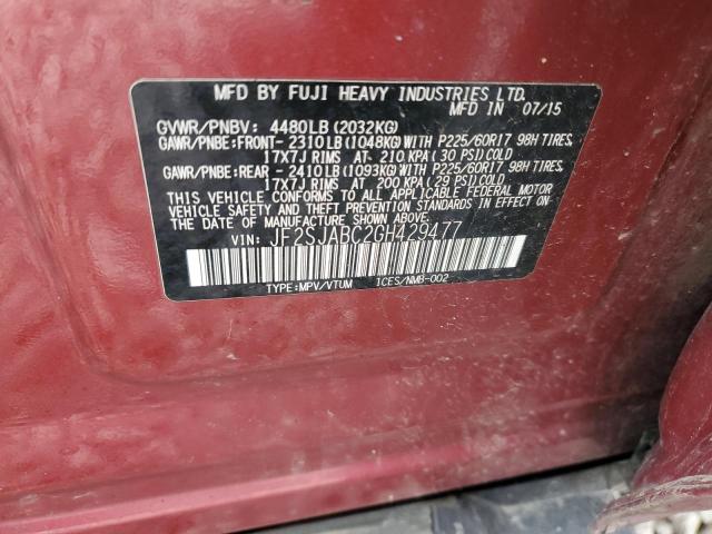 2016 SUBARU FORESTER 2 - JF2SJABC2GH429477