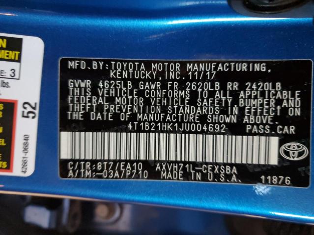 2018 TOYOTA CAMRY HYBR - 4T1B21HK1JU004692