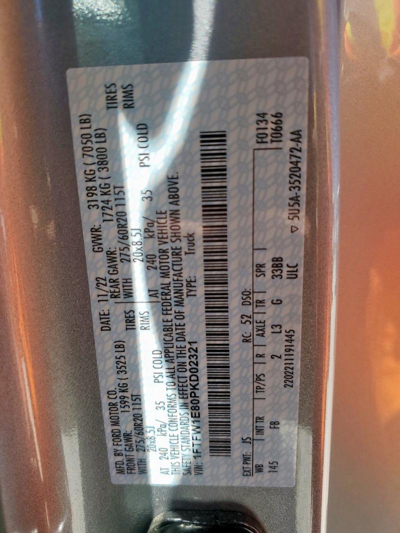 2023 FORD F150 SUPER - 1FTFW1E80PKD02321