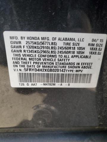 2016 ACURA MDX 5FRYD4H2XGB020142