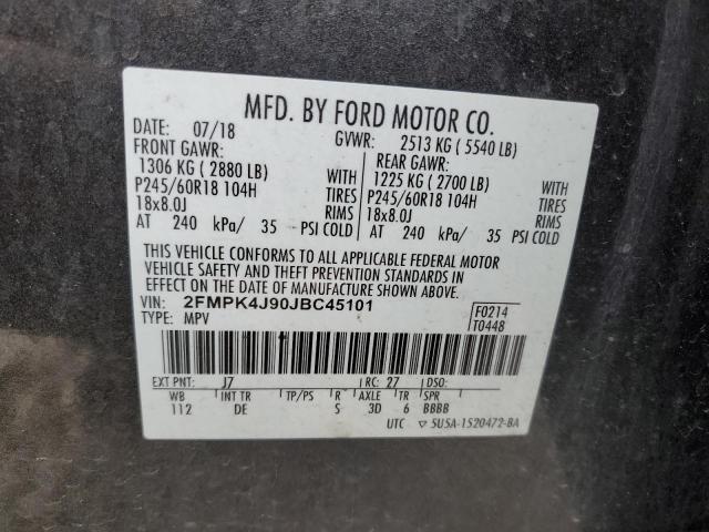 2018 FORD EDGE SEL - 2FMPK4J90JBC45101