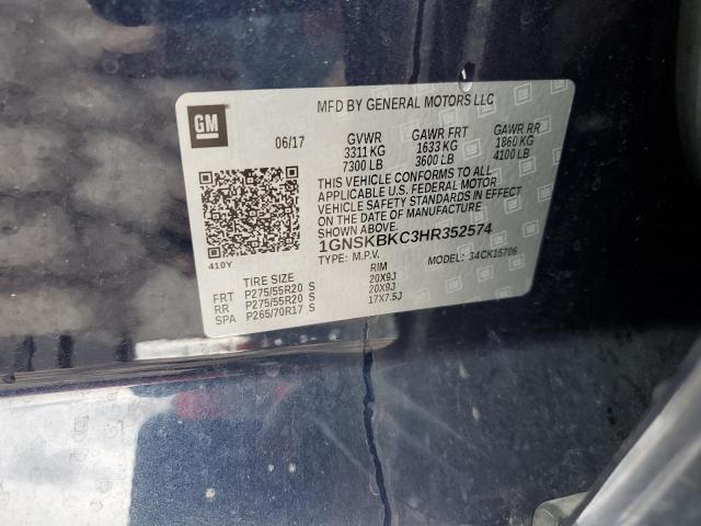 2017 CHEVROLET TAHOE K150 - 1GNSKBKC3HR352574