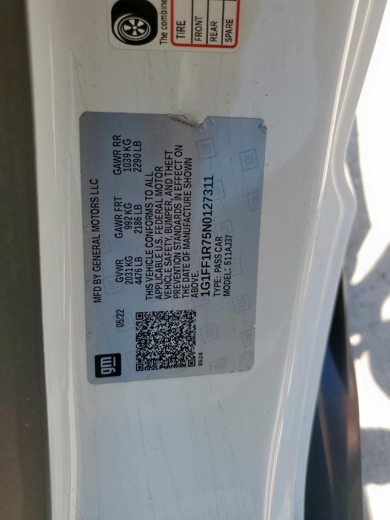2022 CHEVROLET CAMARO LT1 - 1G1FF1R75N0127311