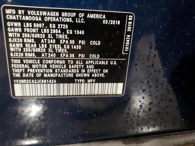 2018 VOLKSWAGEN ATLAS SEL - 1V2NR2CA2JC561424