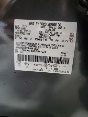 2015 FORD EXPLORER L - 1FM5K8F85FGB57238