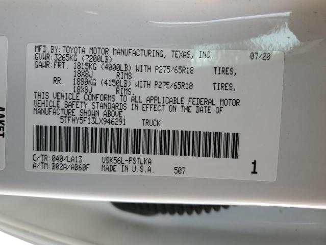 2020 TOYOTA TUNDRA CRE - 5TFHY5F13LX946291