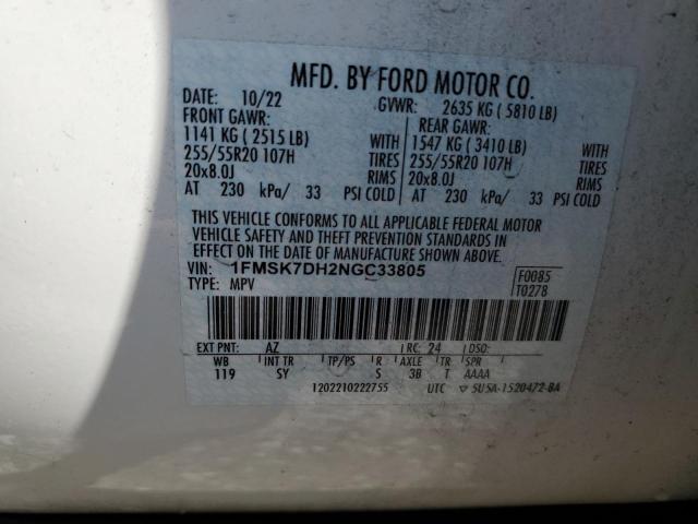 1FMSK7DH2NGC33805 2022 FORD EXPLORER