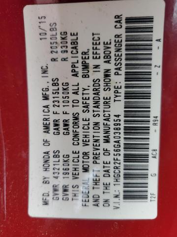 2016 HONDA ACCORD SPO 1HGCR2F56GA038954