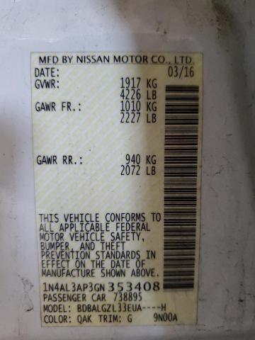 2016 NISSAN ALTIMA 2.5 - 1N4AL3AP3GN353408