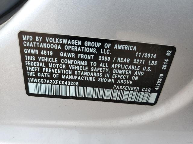 2015 VOLKSWAGEN PASSAT SEL - 1VWCS7A3XFC043208