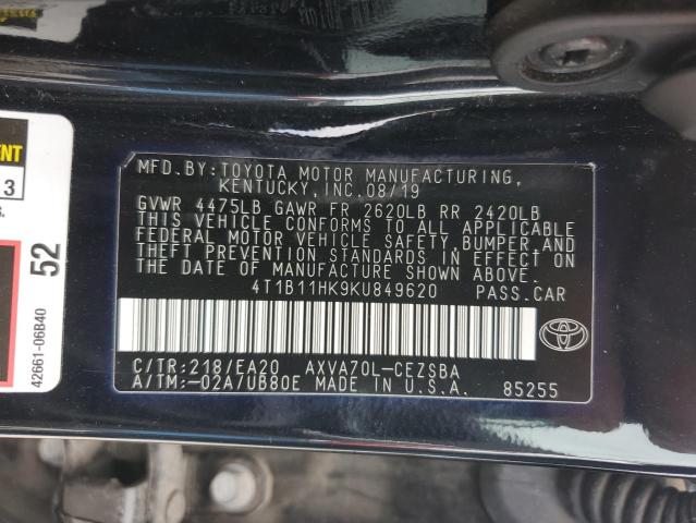 2019 TOYOTA CAMRY L - 4T1B11HK9KU849620