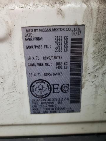 2017 NISSAN ROGUE SV - 5N1AT2MV1HC851274