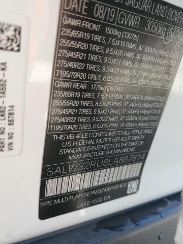 2020 LAND ROVER RANGE ROVE - SALWS2RU8LA887814