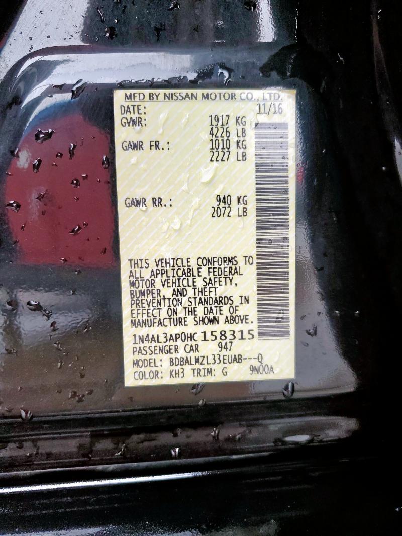 2017 NISSAN ALTIMA 2.5 - 1N4AL3AP0HC158315
