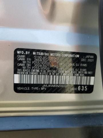 2022 MITSUBISHI OUTLANDER JA4J4VA80NZ060237