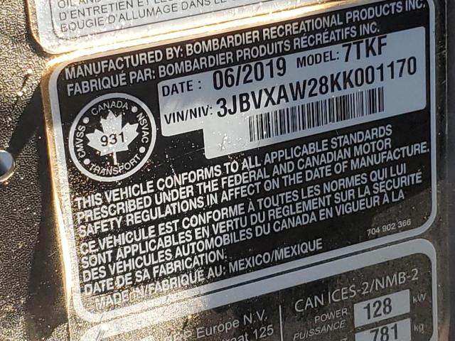 2019 CAN-AM MAVERICK X - 3JBVXAW28KK001170